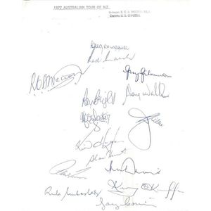 1977 Australian Team to New Zealand, team sheet with 15…