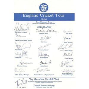 England: Team sheets (5) for 1984 (with Tony Pigott added),&hellip;