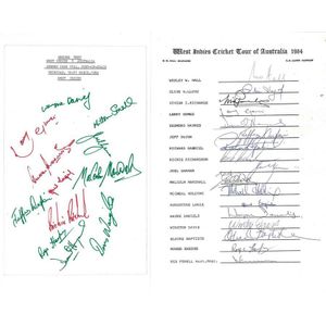 West Indies: Team sheets (5) for 1984 tour of Australia, 1984 v&hellip;