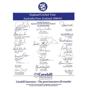 England: Team sheets (5) for 1990-91 tour to Australia && NZ,&hellip;