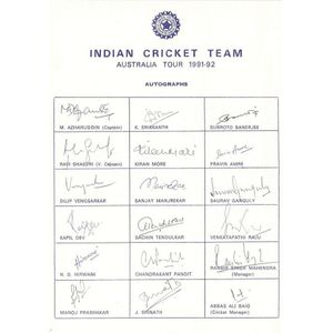 India: Team sheets (4) for 1991 v South Africa, 1991-92 tour to…