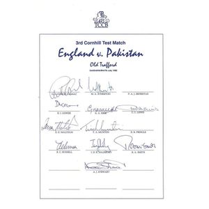 England: Team sheets (5) for 1992 2nd Test v Pakistan, 1992 3rd…