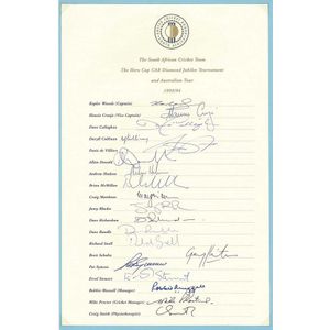 South Africa: Team sheets (5) for 1993 team, 1993-94 v Sri…