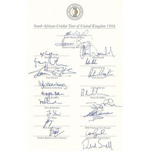 South Africa: Team sheets (6) for 1994 tour of UK, 1994 U24…
