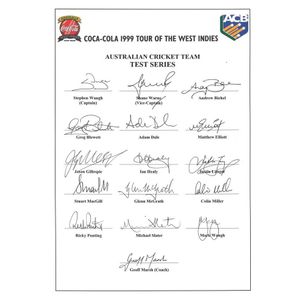 1999 Australian Team to West Indies, official team sheet for…