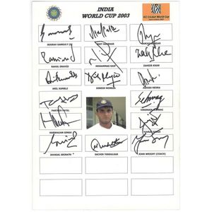 India: Team sheets (6) for 2001-02 tour to South Africa, 2003…