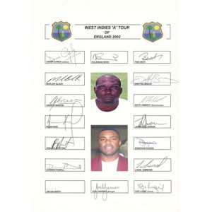 West Indies: Team sheets (5) for 2002 'A' tour of England (2&hellip;