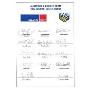 2002 Australia A Tour of South Africa, official team sheet with…