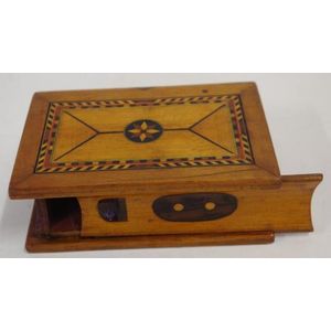 Antique novelty inlaid Lockness book box with lever opening…