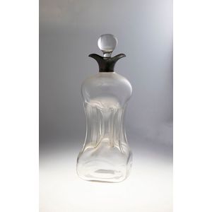 Early 20th century spirit decanter, crimped waist with sterling…