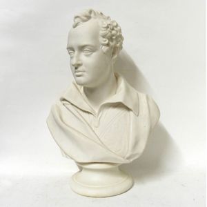 A Parian ware bust of Lord Byron, modelled by E.W. Wyon, height…