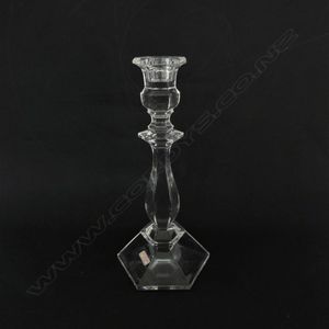 A pair of Val St. Lambert crystal candlesticks, hexagonal form,…