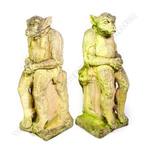 A pair of classical Churchstone gargoyles, in seated position…