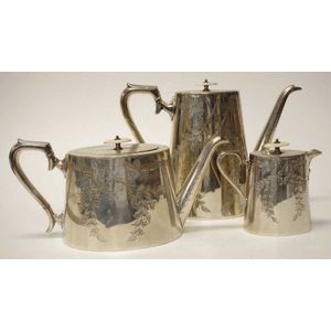 Edwardian silver plated tea & coffee service with ivory finials,…