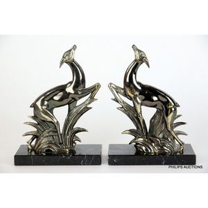A striking pair of Art Deco gazelle bookends, circa 1930,…