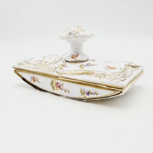 Saxonia porcelain, ink blotter with hand painted floral…