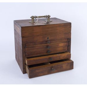 Watch maker's workbox, drawers fitted with various compartments,…