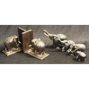 Collection of Ebony elephant figures including a pair of…