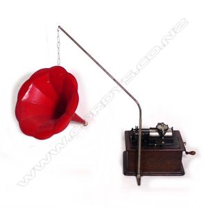 An Edison cylinder 'Standard' phonograph, the oak case with…
