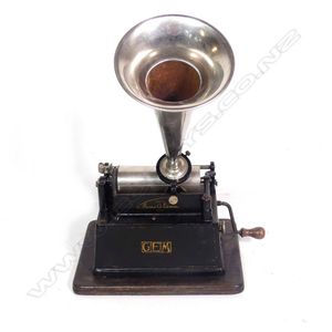 An Edison cylinder 'Fireside' phonograph, the oak case with…