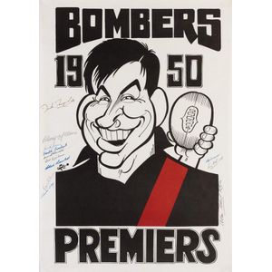 Essendon: Weg 'Essendon 1950 Premiers' poster, with caricature…