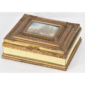 A late 19th century Italian trinket box, wooden box inlaid with…