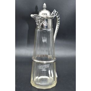 Victorian silverplate mount glass claret jug, height 29 cm