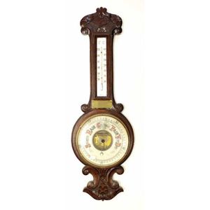 Vintage carved oak wall barometer height 80 cm, with attached…