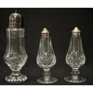 Waterford Crystal sugar shaker & 2 salt / pepper shakers, all…