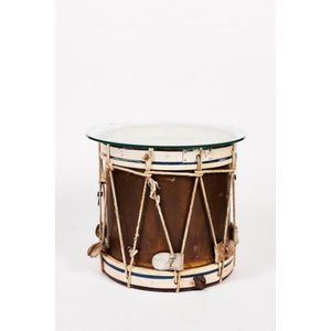 Kettle drum with circular glass top, 20th century, converted to…