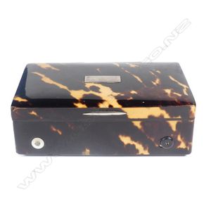 A tortoiseshell Masonic miniature Swiss cylinder music box,…