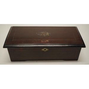 Antique Swiss rosewood cylinder music box 6 tunes with floral…