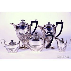 Exceptional Hand Engraved Gothic Revival Antique Sterling Silver Tea Set -  Manhattan Art and Antiques Center