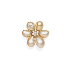 Keshi Pearl and Diamond Brooch with Pendant Attachment - Brooches ...