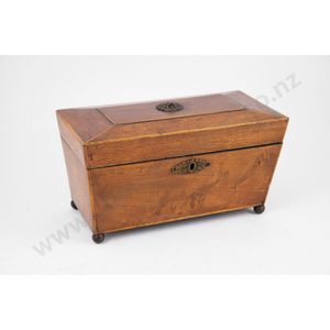 Regency mahogany tea caddy/stationery box, sarcophagus form…