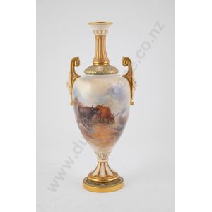 Royal Worcester vase ovoid body painted with highland cattle…