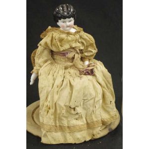 Victorian Charlotte head porcelain doll with porcelain arms and…