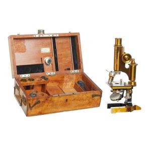 An Austrian lacquered brass microscope, and a precision dial by…