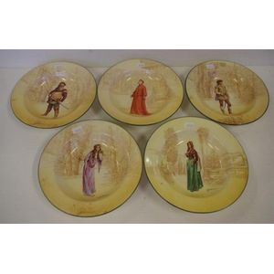 Royal Doulton Shakespeare series 5 bowls, series ware, 'Orlando,…