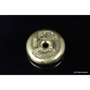 A gold bullion disc, 23.6ct (Xrf reading) yellow gold, stamped…