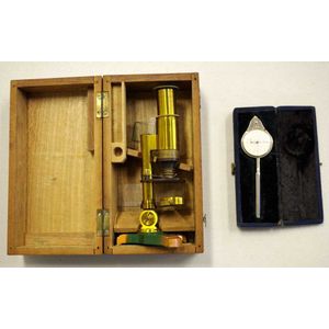 Cased pocket microscope & map distance reader (2) 19 cm and 13.…