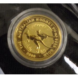 Australian $15 gold nugget 2000 1/10th ounce,.9999 purity. In…