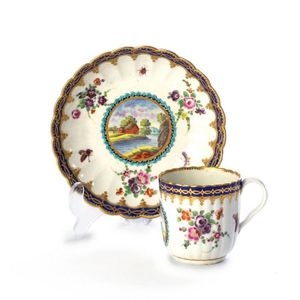 Worcester Fluted Coffee Cup and Saucer (1780) - Worcester - Ceramics