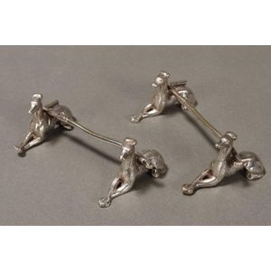 Pair of Victorian silver plate figural knife rests set with…