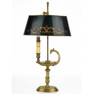 Louis XVI style gilt-metal Bouillotte lamp, single light with…