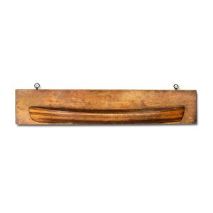 A cedar and huon pine carved boat hull wall panel, Tasmanian,…