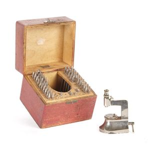 A Victorian Watchmakers punch set, complete with centering tool,…