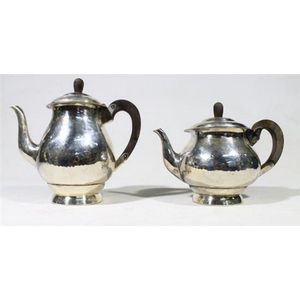 A German B.W.K.S hand-beaten silver plate teapot & coffee…