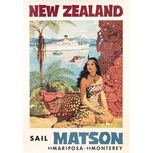 Vintage New Zealand Matson tourist poster, 'Sail Matson SS…
