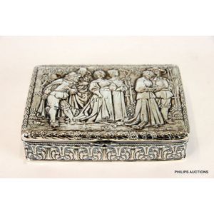 A finely embossed German .800 silver box, post 1886 crown and…
